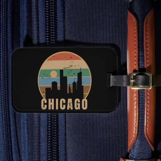 Étiquette À Bagage Vintage voyage Skyline Retro Chicago (Insitu Rectoal 4)