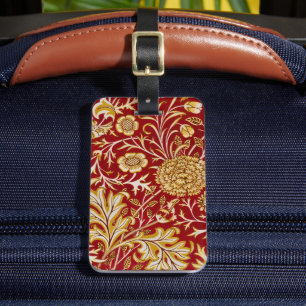 Étiquette À Bagage Vintage William Morris Cherwell Fleur rouge Art