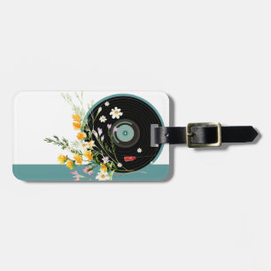 Étiquette À Bagage Vinyl Record, floral, Oldies Rustique, musique fém