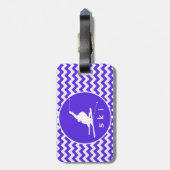 Étiquette À Bagage Violet bleu Chevron; Ski De Neige (Dos Vertical)