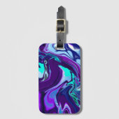 Étiquette À Bagage Violet et Turquoise Abstrait Fluid Art (Devant Vertical)