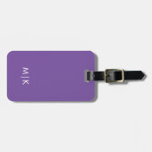 Étiquette À Bagage Violet foncé violet pourpre | Monogramme moderne (Devant horizontal)