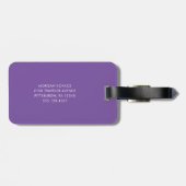 Étiquette À Bagage Violet foncé violet pourpre | Monogramme moderne (Dos horizontal)