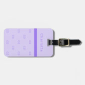 Étiquette À Bagage Violet lavande monogramme initiales nom élégant (Devant horizontal)