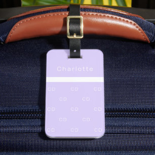 Étiquette À Bagage Violet lavande nom élégant moderne initiales