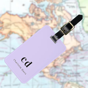 Étiquette À Bagage Violet lavande nom élégant moderne initiales