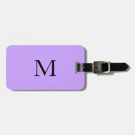 Étiquette À Bagage Violet Lumière violet Monogramme Nom initial Cadea (Devant horizontal)