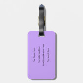 Étiquette À Bagage Violet Lumière violet Monogramme Nom initial Cadea (Dos Vertical)