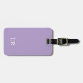 Étiquette À Bagage Violet pâle et blanc I Monogramme Moderne (Devant horizontal)