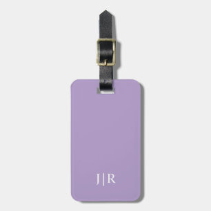 Étiquette À Bagage Violet pâle et blanc I Monogramme Moderne