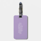 Étiquette À Bagage Violet pâle et blanc I Monogramme Moderne (Dos Vertical)