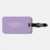 Étiquette À Bagage Violet pâle et blanc I Monogramme Moderne (Dos horizontal)