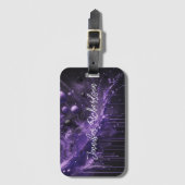 Étiquette À Bagage Violet profond Abstrait céleste cosmique (Devant Vertical)