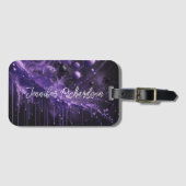 Étiquette À Bagage Violet profond Abstrait céleste cosmique (Devant Horizontal)