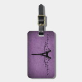 Étiquette À Bagage Violet Vintage Français (Devant Vertical)