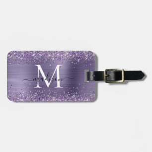 Étiquette À Bagage Violet violet Parties scintillant brosse métal Mon