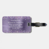 Étiquette À Bagage Violet violet Parties scintillant brosse métal Mon (Dos horizontal)