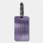 Étiquette À Bagage Violet violet violet brossé métal Script Monogramm (Dos Vertical)