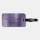 Étiquette À Bagage Violet violet violet brossé métal Script Monogramm (Dos horizontal)