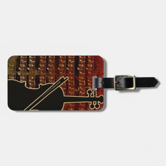 Étiquette À Bagage Violon de tons chauds ID280 (Devant horizontal)