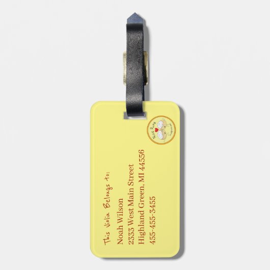 Étiquette À Bagage Violon Owl Cute Music Enseignant (Dos Vertical)