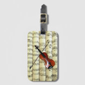 Étiquette À Bagage Violon Sur Partition Roulée ~ (Devant Vertical)