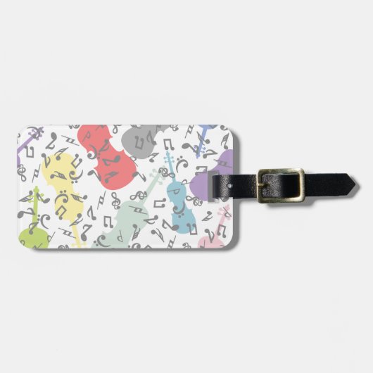 Étiquette À Bagage Violons Et Notes Musicales (Devant horizontal)