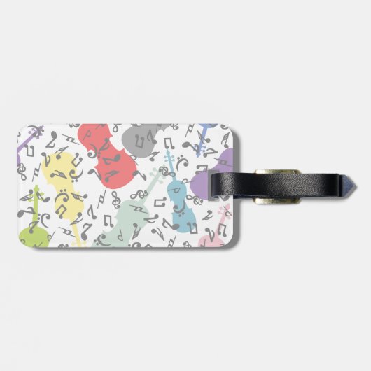 Étiquette À Bagage Violons Et Notes Musicales (Dos horizontal)