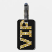 Étiquette À Bagage VIP Parties scintillant noir et or (Dos Vertical)