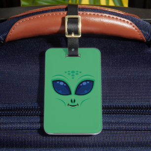 Étiquette À Bagage Visage Alien de dessin convivial