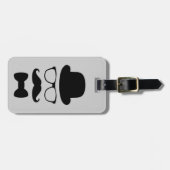 Étiquette À Bagage Visage Animé de Moustach (Devant horizontal)