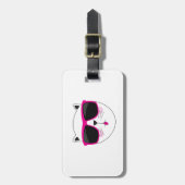 Étiquette À Bagage Visage de chat cool avec lunettes de soleil roses  (Devant Vertical)