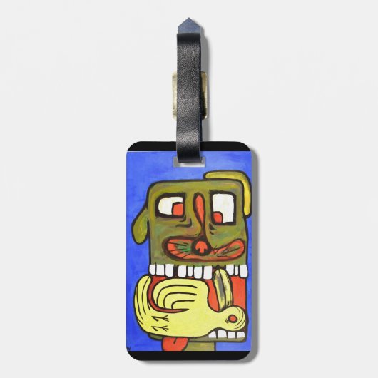 Étiquette À Bagage Visage de chien Abstrait (Dos Vertical)