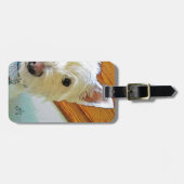 Étiquette À Bagage Visage de chien de Westie, vous regardant (Devant horizontal)