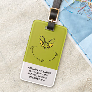 Étiquette À Bagage Visage de Grinch qui a volé Noël