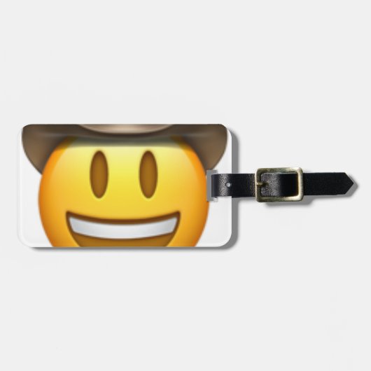 Étiquette À Bagage Visage d'emoji de cowboy (Devant horizontal)