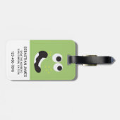 Étiquette À Bagage Visage drôle vert personnalisé (Dos horizontal)