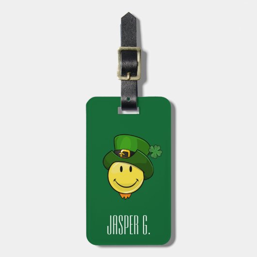 Étiquette À Bagage Visage heureux classique avec un casquette (Devant Vertical)