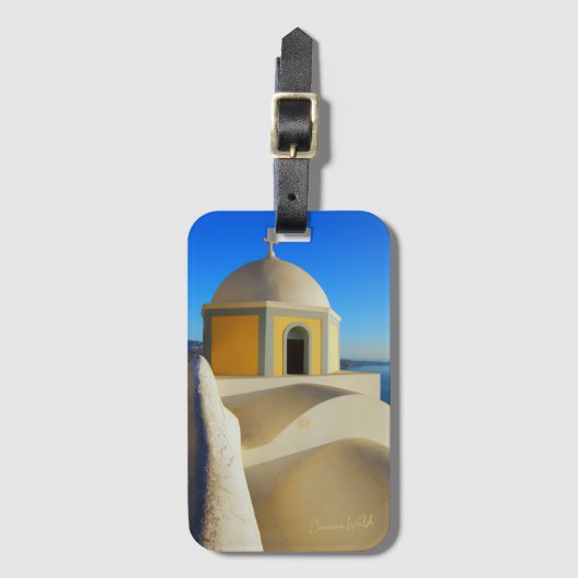 Étiquette À Bagage Visions de la Grèce : "Santorin Sunshine" (Devant Vertical)