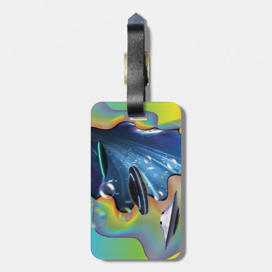 Étiquette À Bagage Visiteurs de l'espace (Dos Vertical)