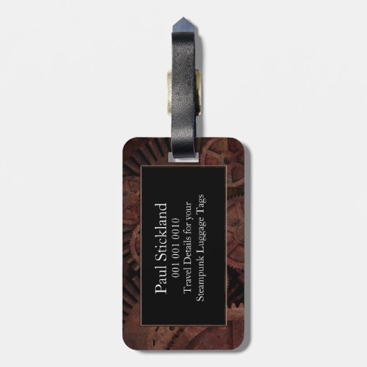 Étiquette À Bagage Vitesses de Steampunk et monogramme faits sur (Dos Vertical)