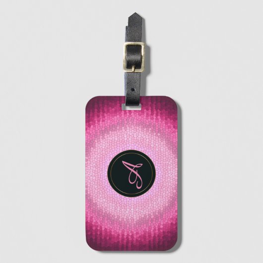 Étiquette À Bagage Vitrage abstrait texture.monogram. de rose de (Devant Vertical)