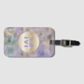 Étiquette À Bagage Vitre doré violet Turquoise Monogramme Abstrait (Devant Horizontal)