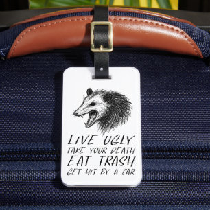 Étiquette À Bagage Vivez Vilain Fake Votre Mort Manger Trash Drôle Op