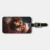 Étiquette À Bagage Vizsla avec Noël Festif du Père Noël (Devant horizontal)