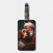Étiquette À Bagage Vizsla avec Noël Festif du Père Noël (Dos Vertical)