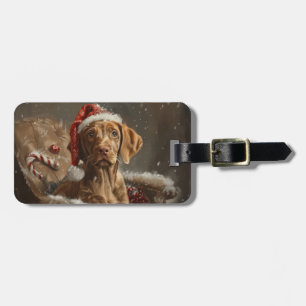 Étiquette À Bagage Vizsla de Noël Fête