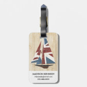 Étiquette À Bagage Voilier britannique de drapeau (Dos Vertical)