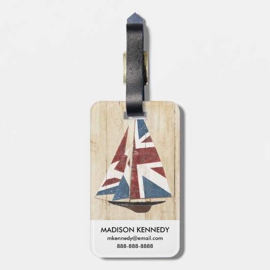 Étiquette À Bagage Voilier britannique de drapeau (Dos Vertical)