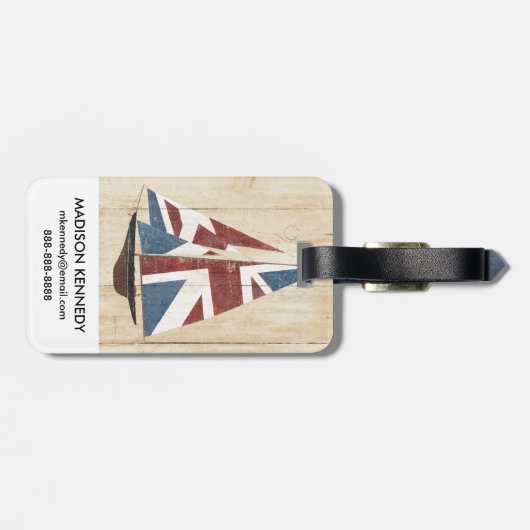 Étiquette À Bagage Voilier britannique de drapeau (Dos horizontal)